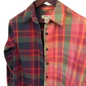 Eddie Bauer Plaid Bleached Shirt XS